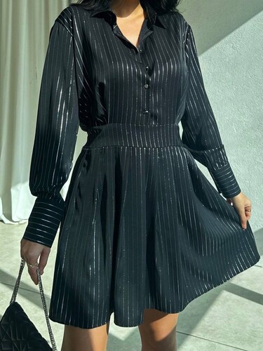 Retrin Elbise- Siyah - Thumbnail