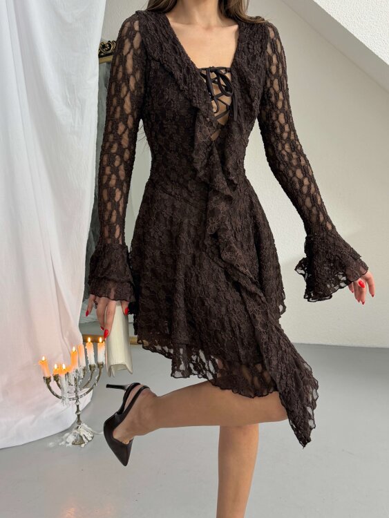 Rio Mini Elbise - Acı Kahve - 2