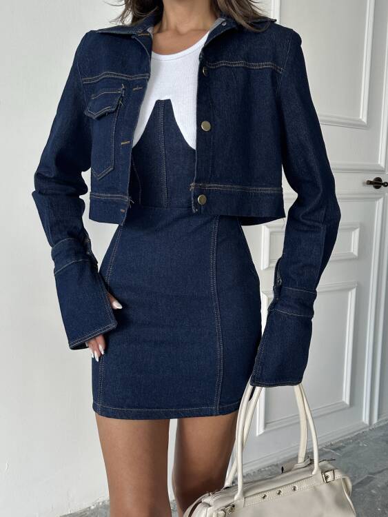 Saffron Elbise Ceket Takım Denim - 7