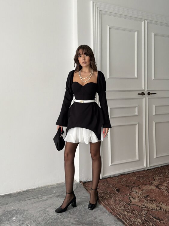 Sage Mini Elbise - Siyah - 4