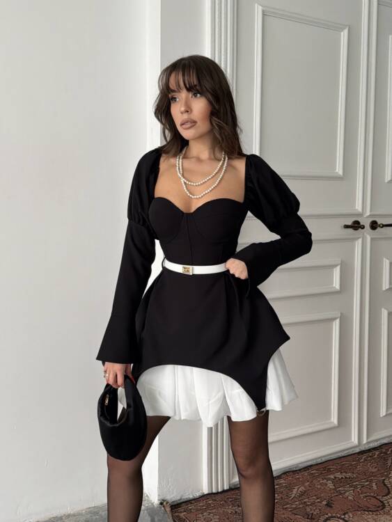 Sage Mini Elbise - Siyah - 6