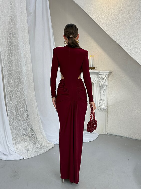 SEHRA Maxi Elbise - Bordo - 3