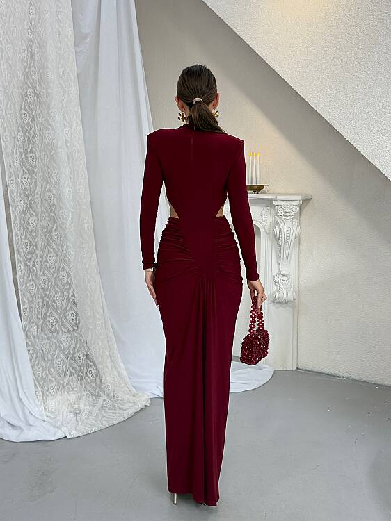 SEHRA Maxi Elbise - Bordo - 3