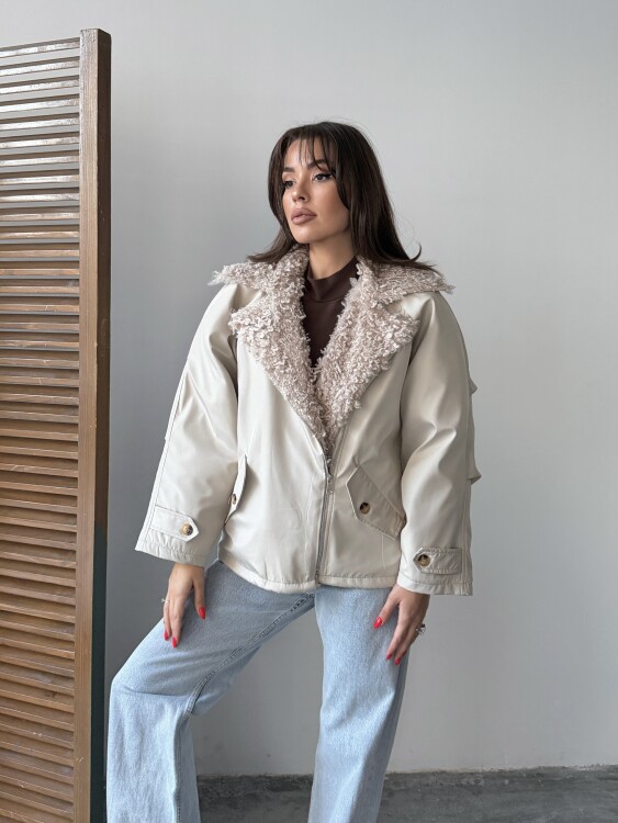 Sipet Kısa Ceket - Bej - 3