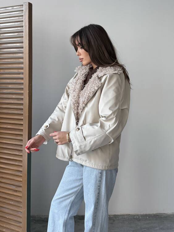 Sipet Kısa Ceket - Bej - 4