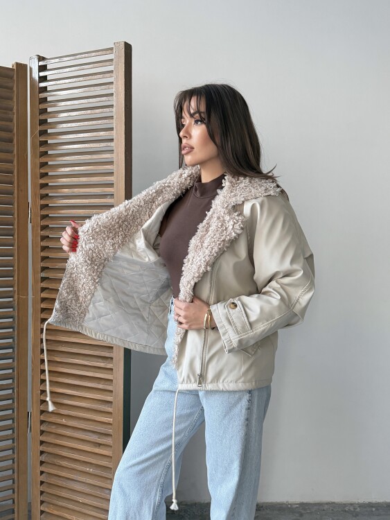 Sipet Kısa Ceket - Bej - 5