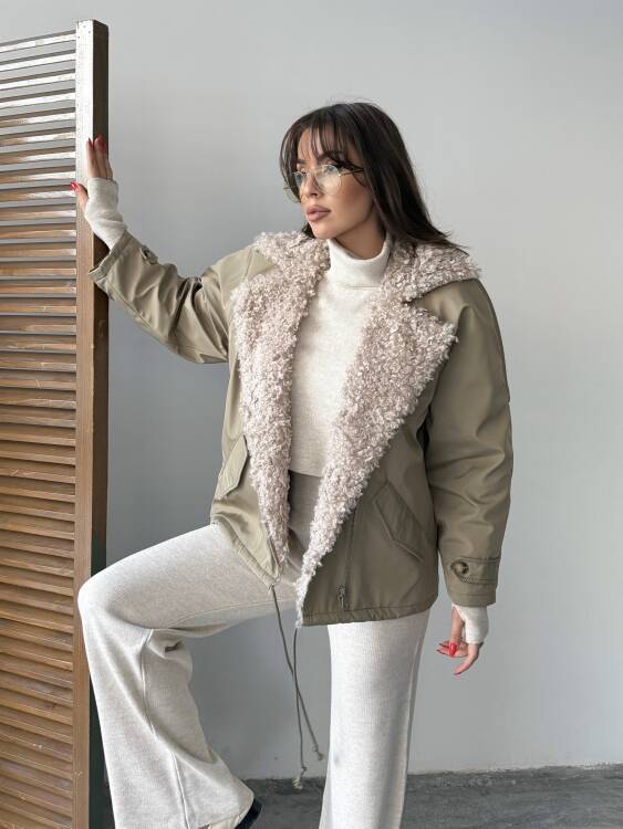 Sipet Kısa Ceket - Haki - 3