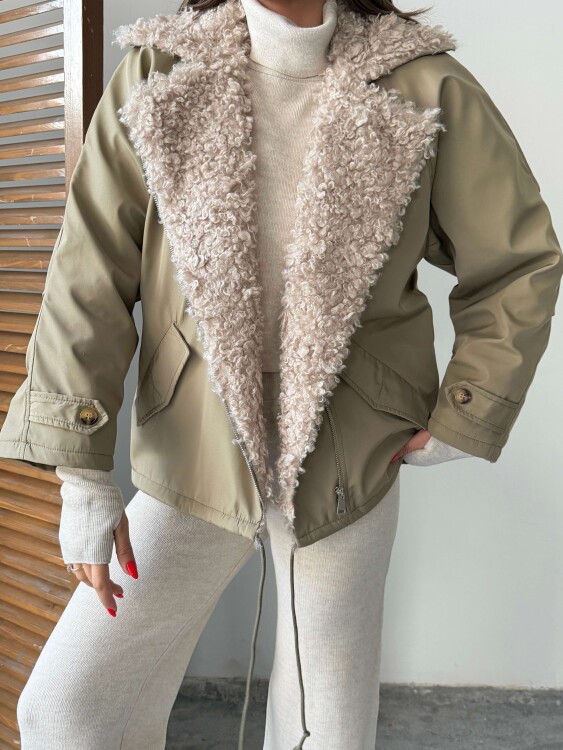 Sipet Kısa Ceket - Haki - 5