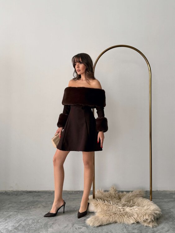 Sophia Straplez Elbise - Acı Kahve - 5