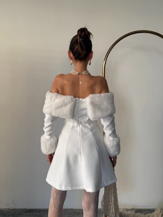 Sophia Straplez Elbise - Beyaz - 2