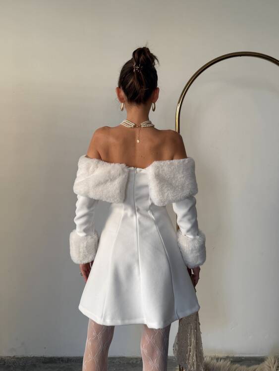 Sophia Straplez Elbise - Beyaz - 2