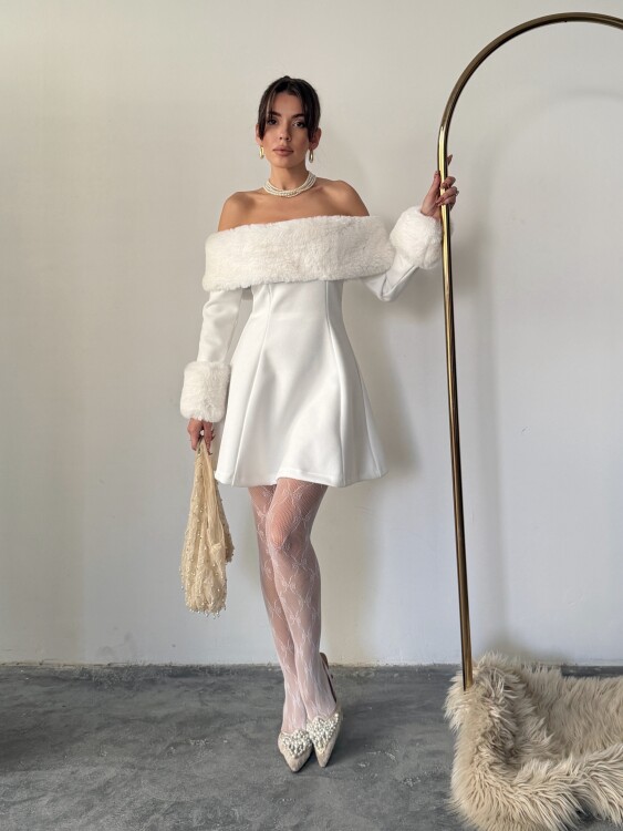 Sophia Straplez Elbise - Beyaz - 3