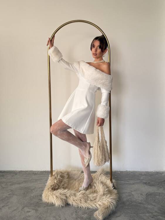 Sophia Straplez Elbise - Beyaz - 4