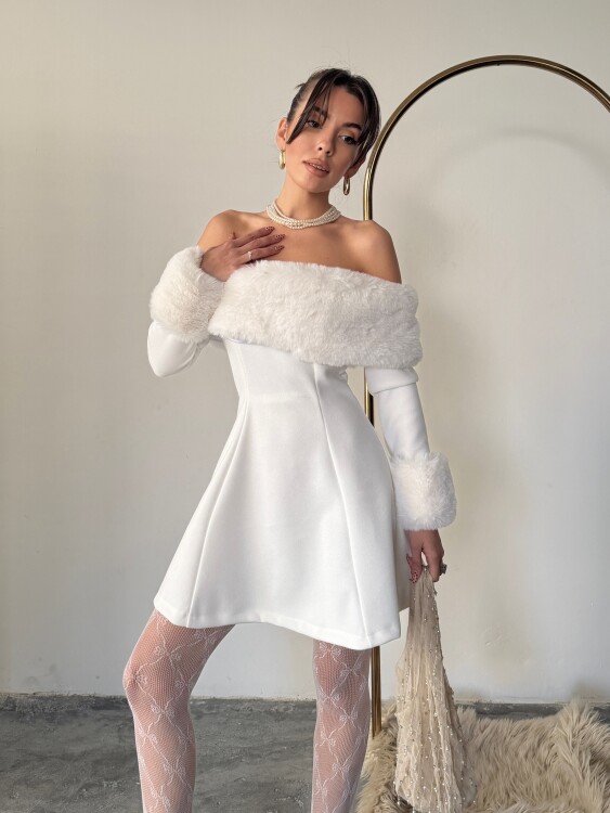 Sophia Straplez Elbise - Beyaz - Sevenday