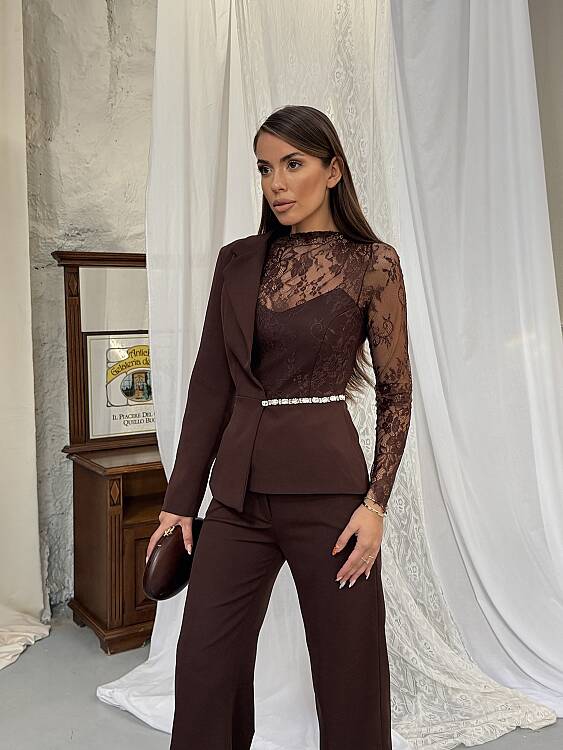 STELLA Dantel Detay Takım - Acı Kahve - 5