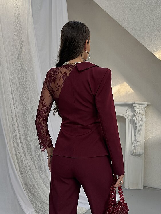 STELLA Dantel Detay Takım - Bordo - 3
