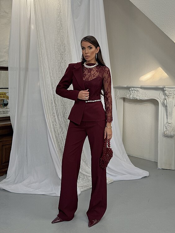 STELLA Dantel Detay Takım - Bordo - 7