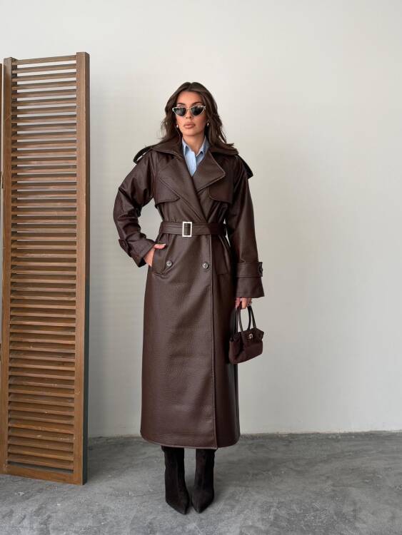 Sugaro Desenli Deri Kaban - Acı Kahve - 1