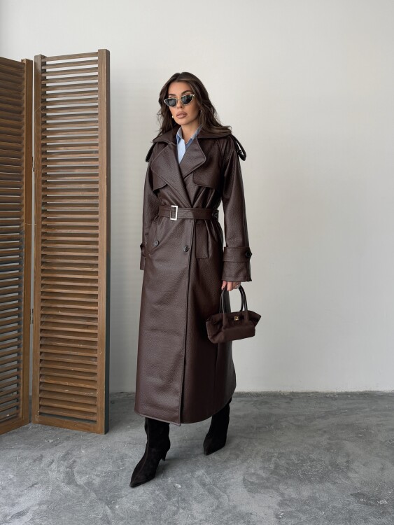 Sugaro Desenli Deri Kaban - Acı Kahve - 7