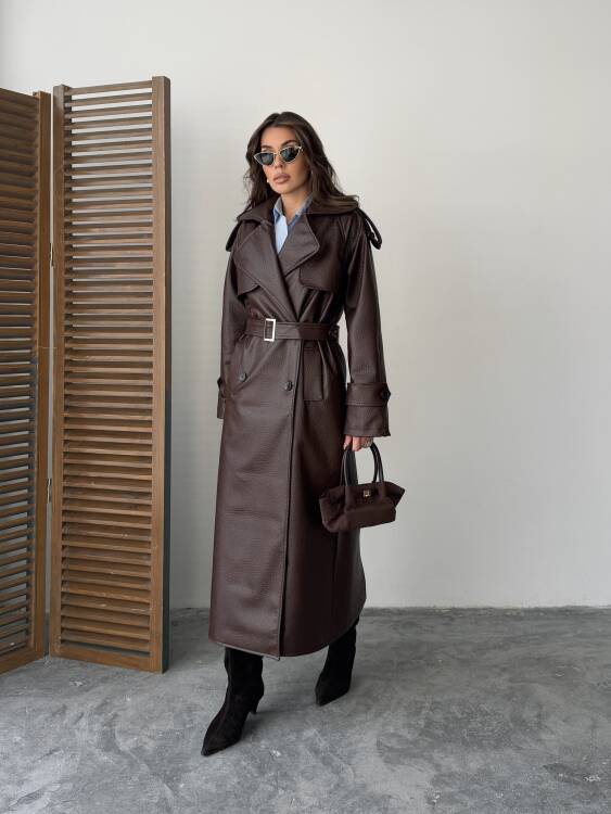 Sugaro Desenli Deri Kaban - Acı Kahve - 7