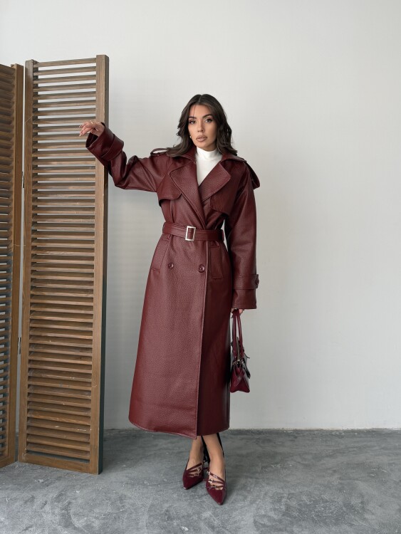 Sugaro Desenli Deri Kaban - Bordo - Sevenday