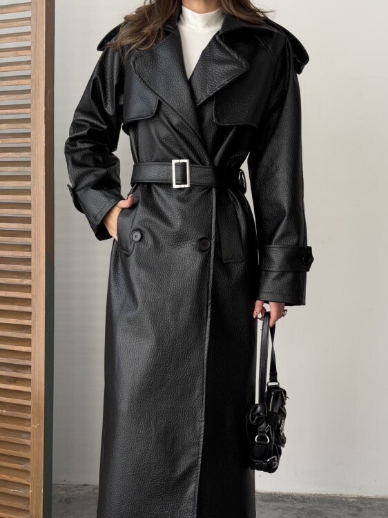 Sugaro Desenli Deri Kaban - Siyah - 2