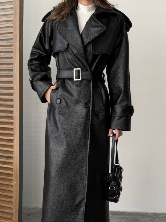 Sugaro Desenli Deri Kaban - Siyah - 2