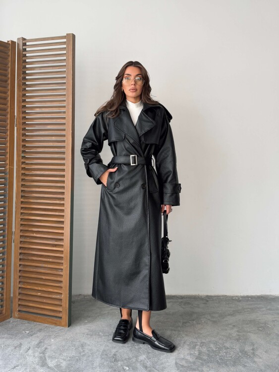 Sugaro Desenli Deri Kaban - Siyah - Sevenday