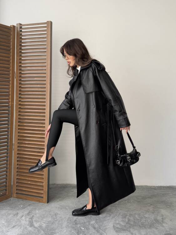 Sugaro Desenli Deri Kaban - Siyah - 6