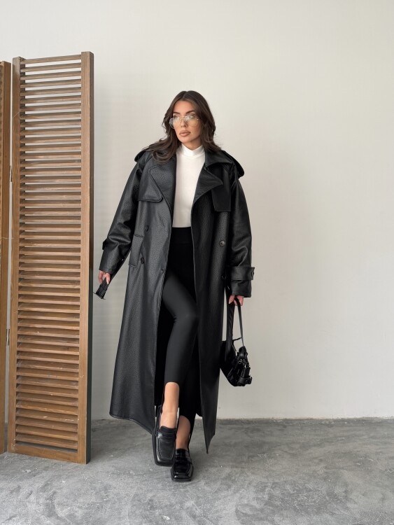 Sugaro Desenli Deri Kaban - Siyah - 8