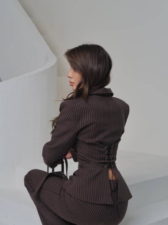 Sulvie Çizgili 3 Lü Takım - Acı Kahve - 3