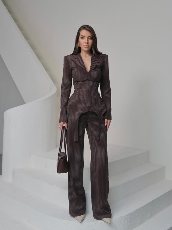 Sulvie Çizgili 3 Lü Takım - Acı Kahve - Sevenday