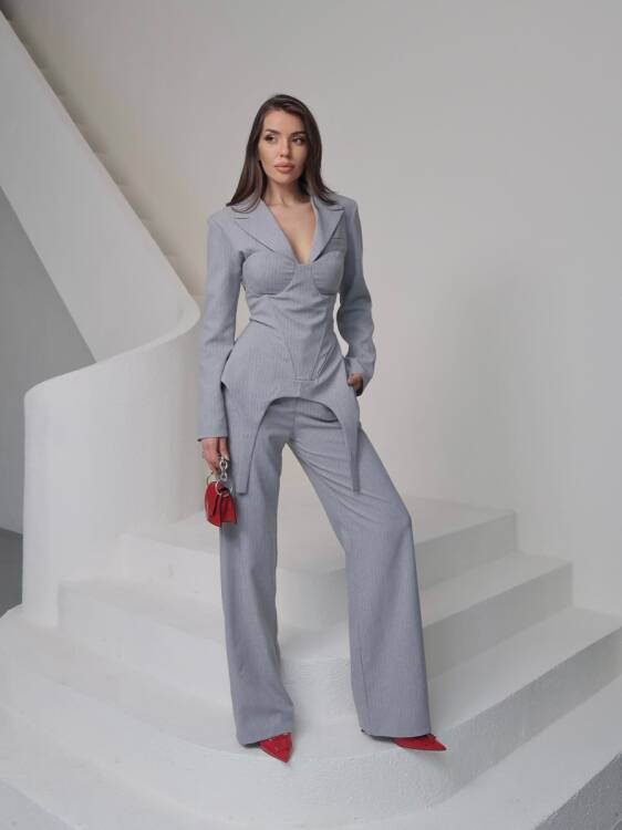 Sulvie Çizgili 3 Lü Takım - Beyaz - 1