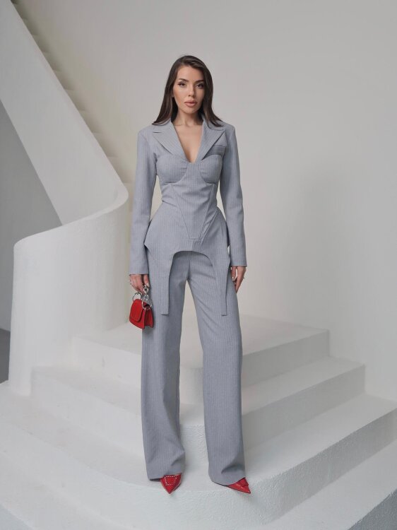 Sulvie Çizgili 3 Lü Takım - Beyaz - 5