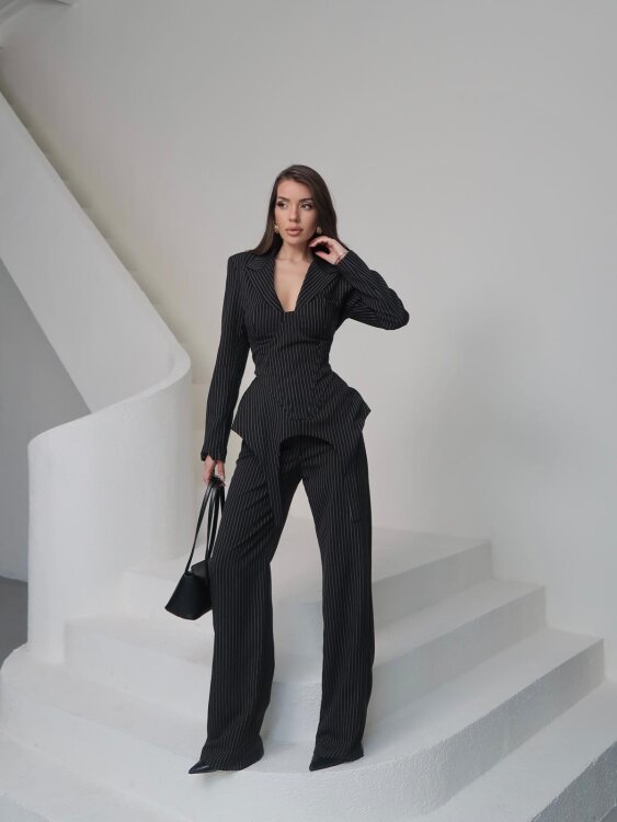 Sulvie Çizgili 3 Lü Takım - Siyah - Sevenday