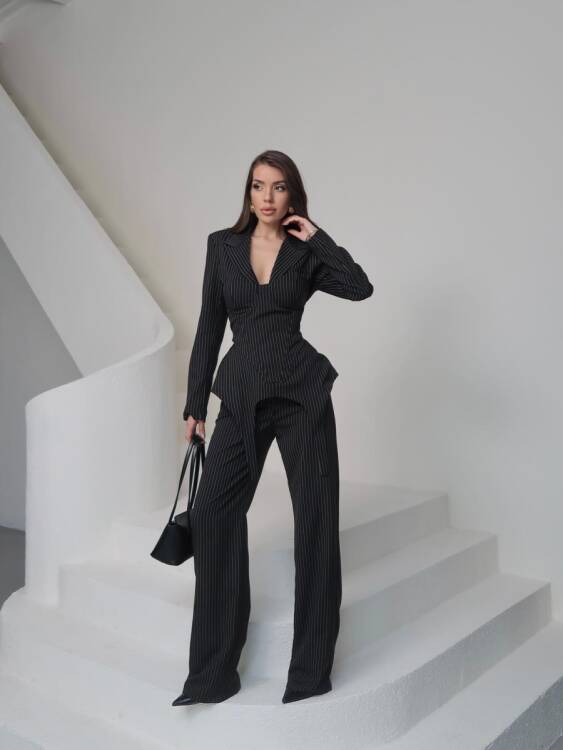 Sulvie Çizgili 3 Lü Takım - Siyah - 1