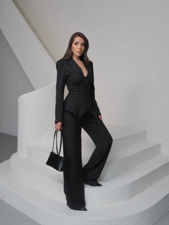 Sulvie Çizgili 3 Lü Takım - Siyah - 3
