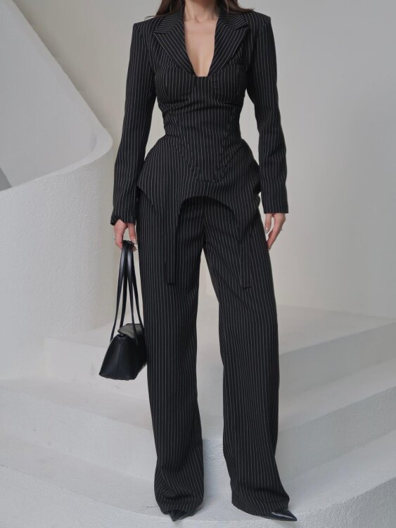 Sulvie Çizgili 3 Lü Takım - Siyah - 5