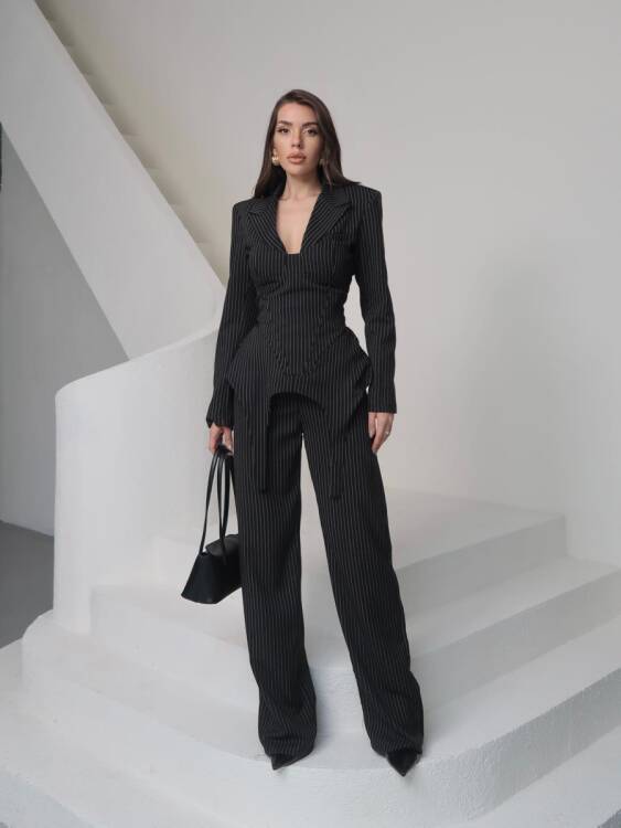 Sulvie Çizgili 3 Lü Takım - Siyah - 6