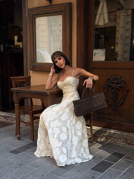 SUNDEW Maxi Elbise - Bej - 4