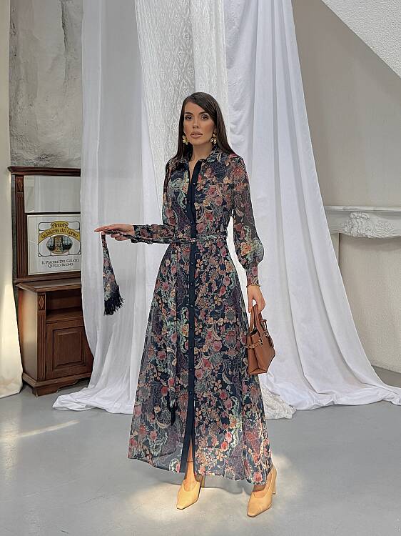 TANYA Maxi Elbise - Lacivert - 3