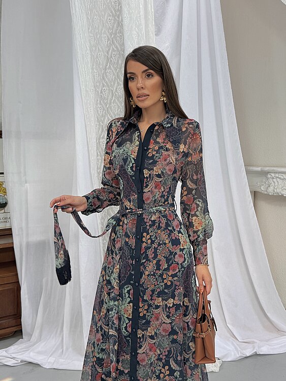 TANYA Maxi Elbise - Lacivert - 4