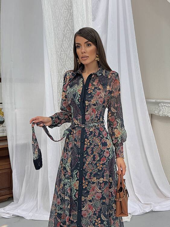 TANYA Maxi Elbise - Lacivert - 4