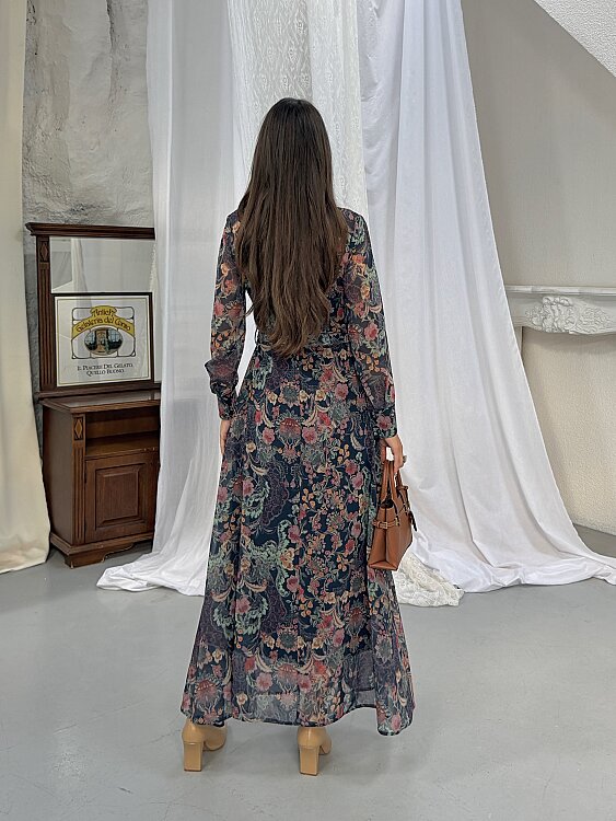 TANYA Maxi Elbise - Lacivert - 5