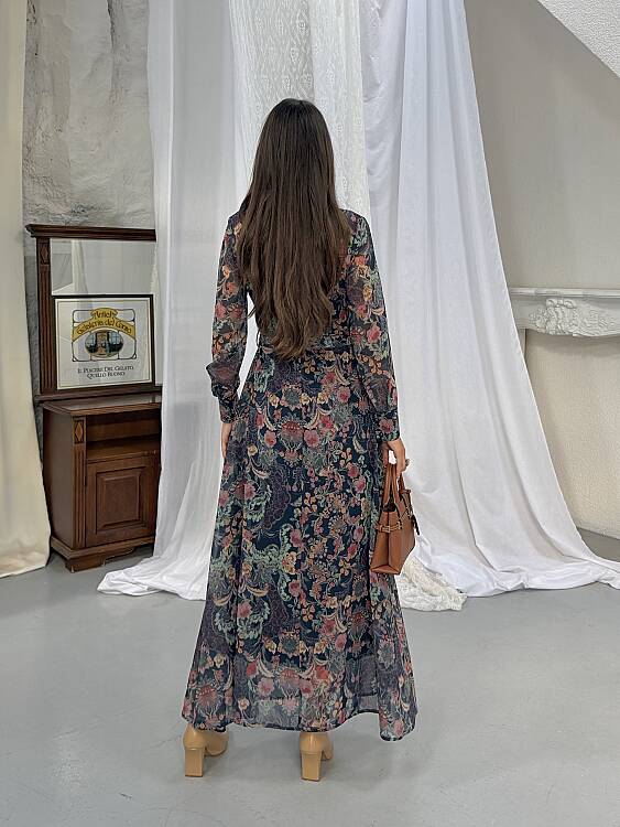 TANYA Maxi Elbise - Lacivert - 5