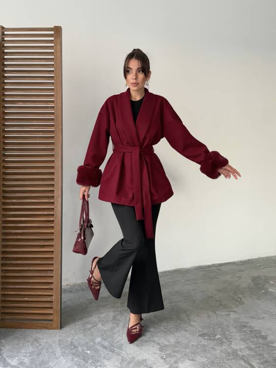 Taro Kol Detay Ceket - Bordo - 3