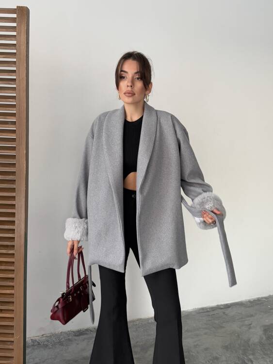 Taro Kol Detay Ceket - Gri - 1