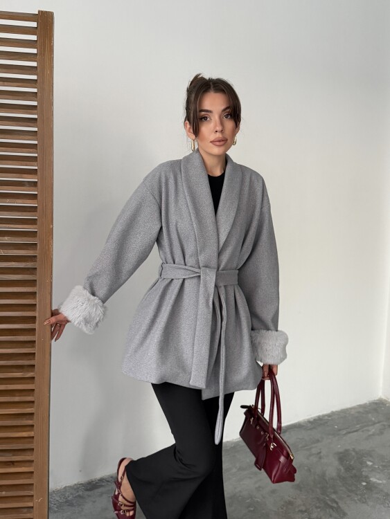 Taro Kol Detay Ceket - Gri - 2