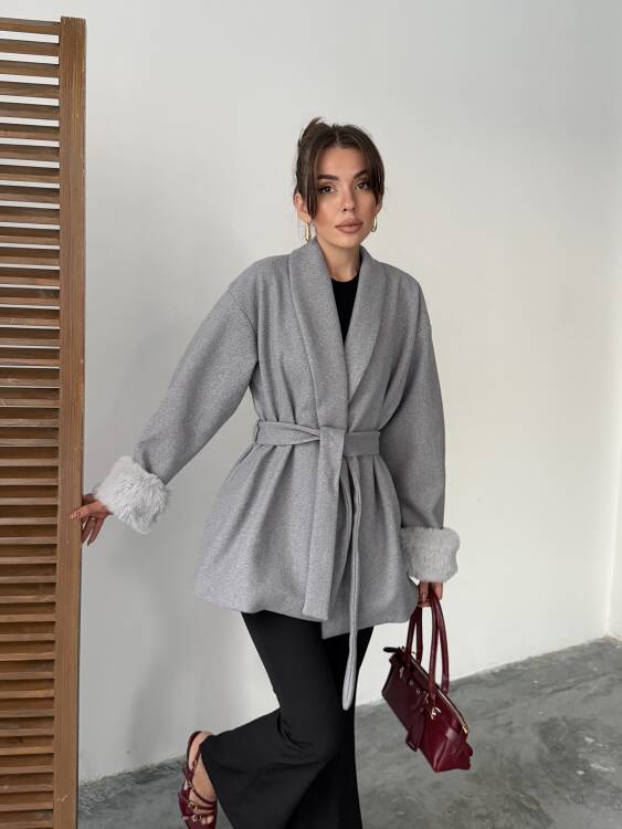 Taro Kol Detay Ceket - Gri - 2