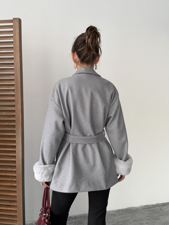 Taro Kol Detay Ceket - Gri - 3